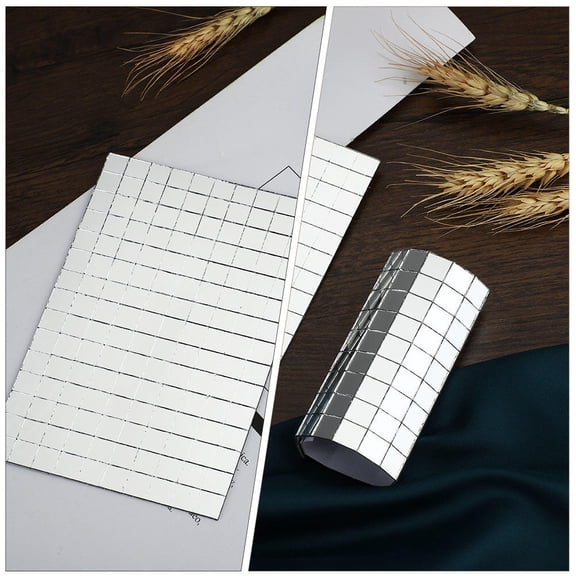 OUNONA 5-Pack Decorative Plated Glass Tile Stickers Self-Adhesive Mirror Wall Decals for Home Decor