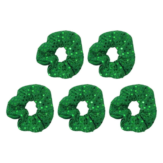 OUNONA 5Pcs Elastic Hair Bands with Sequins Green Stylish Hair Bands for Everyday Wear