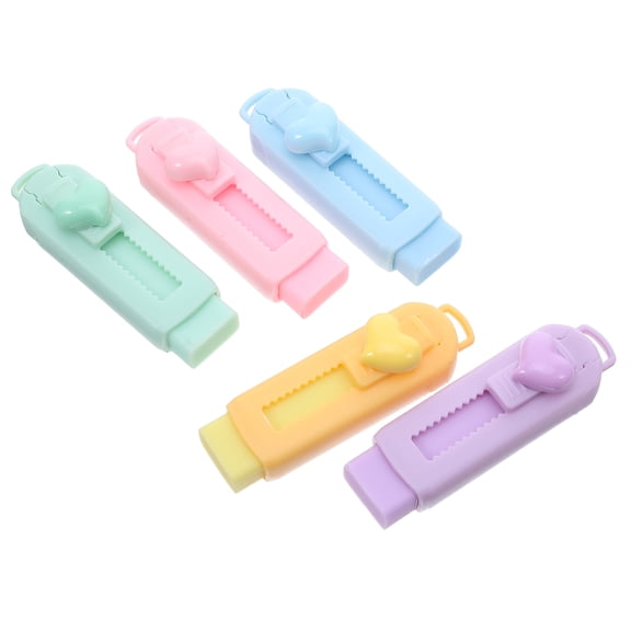 OUNONA 5Pcs Extendable Push Pull Erasers with Plastic Sleeve for Efficient Pencil Mark Removal