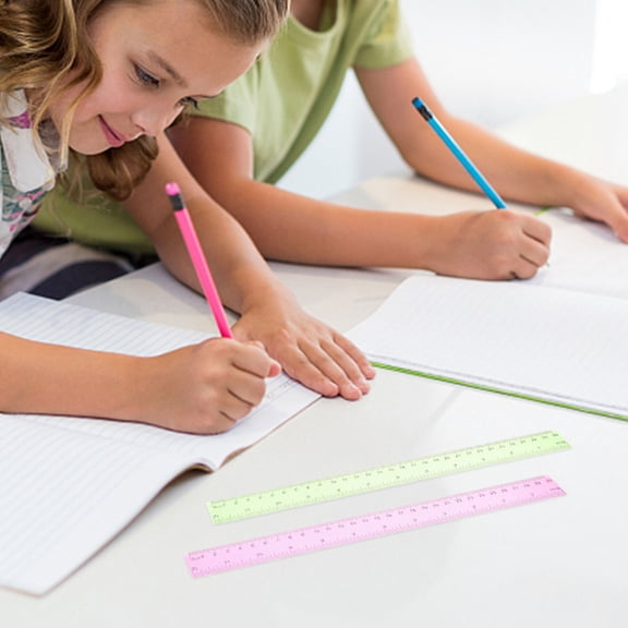 OUNONA 5Pcs Green Portable Plastic Rulers with Centimeters Lightweight Straight Rulers for Home and Classroom Use