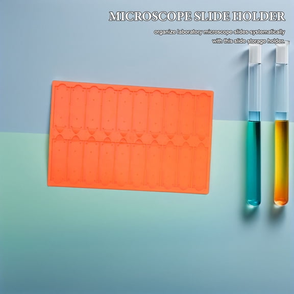 OUNONA 5-Pack Orange Plastic Vertical Microscope Slide Storage Tray for Laboratory Slide Organization and Management