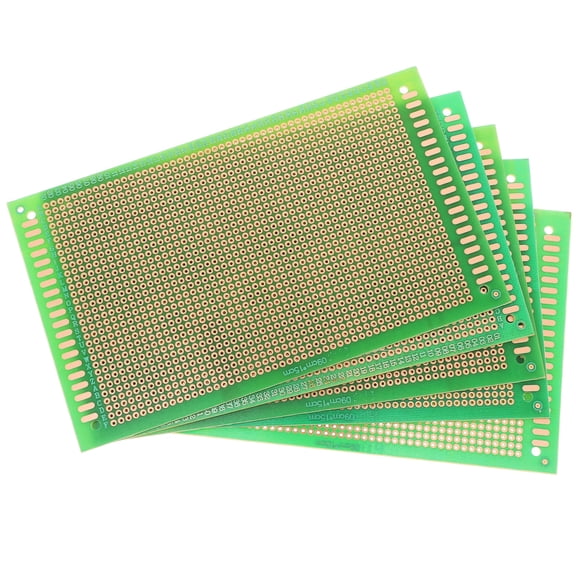 OUNONA 5-Pack PCB Circuit Boards for Electronics Projects, Fiberglass Resin Material, Ideal for Hobbyists and Makers