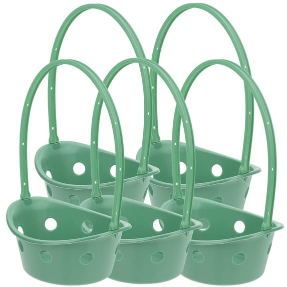 OUNONA Set of 5 Plastic Flower Baskets for Outdoor and Cemetery Floral Arrangements, Multi-Purpose Holders