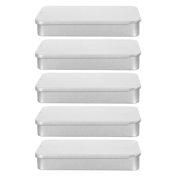 OUNONA 5Pcs Sliding Cover Push Pull Tin Box with Lid for Travel Perfume and Jewelry Organizer