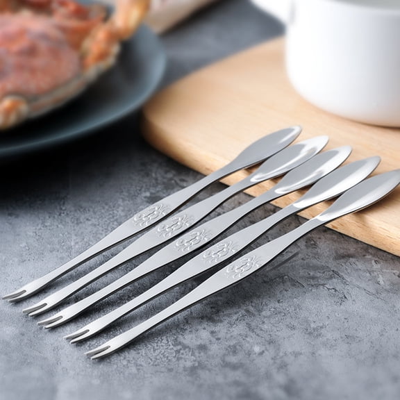 OUNONA 5-Piece Premium Stainless Steel Crab Eating Tool Set with Ergonomic Comfortable Grip for Easy Shell Cracking