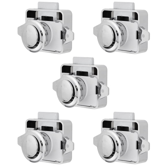 OUNONA 5Pcs Push Button Latches Silver Locking for Cabinet Door Catch
