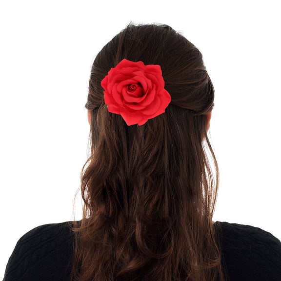 OUNONA 5Pcs Rose Flower Heads Fabric Artificial Flowers for Decorative Floral Brooch and Hair Clips