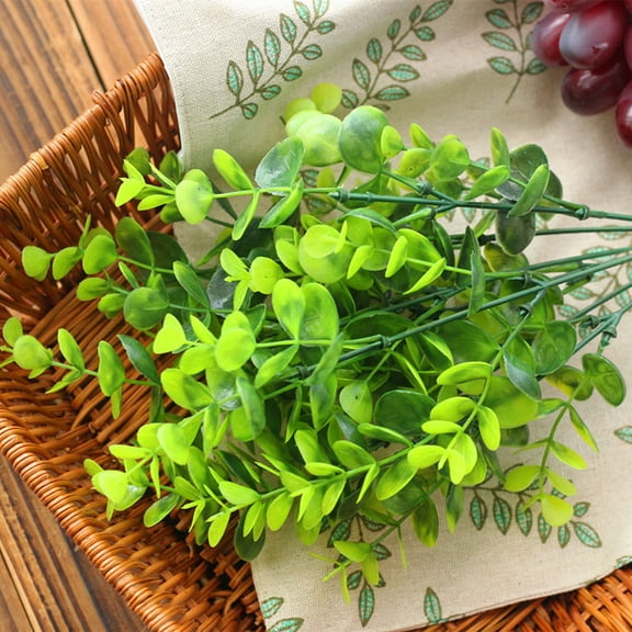 OUNONA 5-Pack Artificial Green Plants Plastic Simulation Decor for Shelf Balcony Easy to Clean Indoor Outdoor