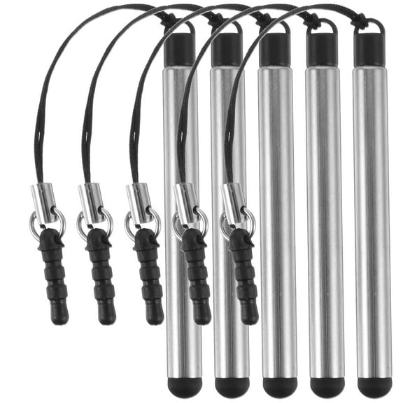 OUNONA 5Pcs Stylus Pen Bulk Rubber Silver With Universal Compatibility