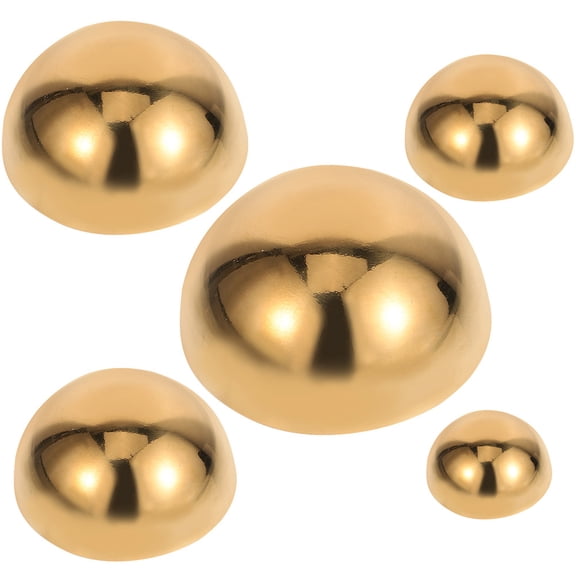 OUNONA 5Pcs Thickened Stainless Steel Golden Hemisphere Spheres for Indoor Outdoor Garden Decor