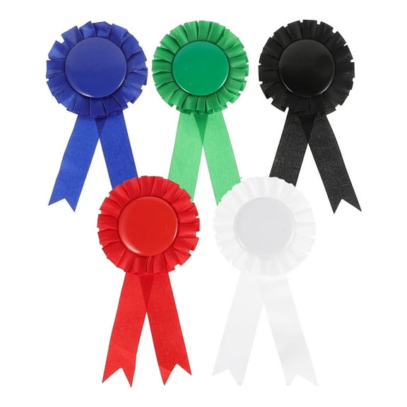 OUNONA 5Pcs Tinplate Badge Ribbon Blank Achievement Awards Metal Honor Badge with Ribbon Blank Award Ribbon for Birthday Party Event Decorations