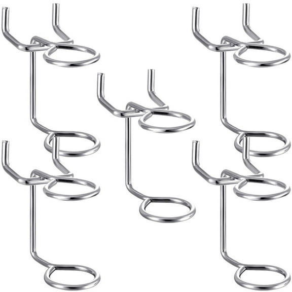 OUNONA Metal Pegboard Hooks Silver Iron Double-Ring for Garage Tool Organization