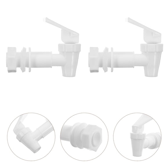 OUNONA 5Pcs White Plastic Water Dispenser Faucet Replacement Tap with Splashproof Nozzle