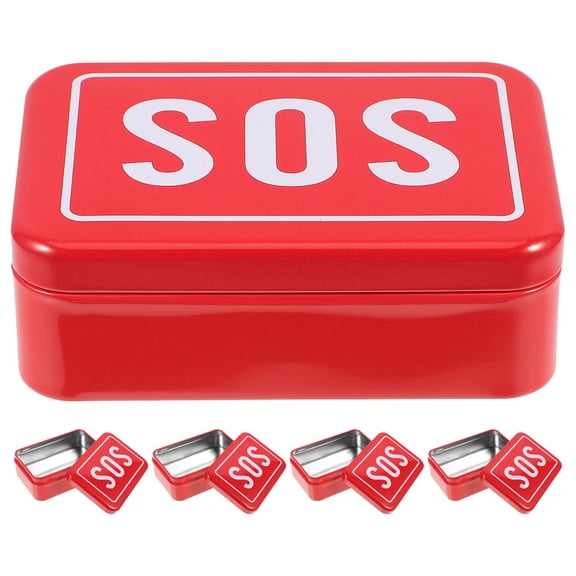 OUNONA 5Pcs Compact Red Metal Medicine Storage Box for Outdoor Use with Organized Compartments and Sos Marking