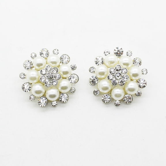 OUNONA 5Pcs White Buckle Rhinestone Button for Decorating Headbands Garments and Bags