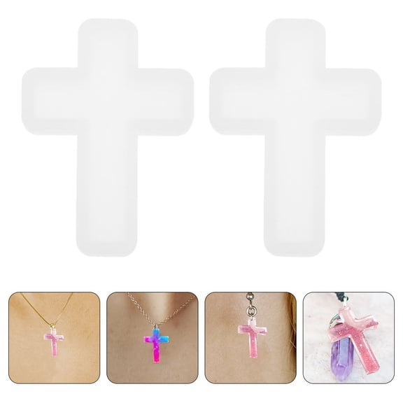 OUNONA Cross Pendant Silicone Mold, White, Easy Demold, Durable for DIY Crafts