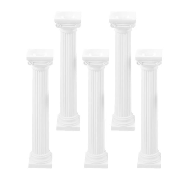 OUNONA 5Pcs Sturdy White Roman Column Decor for Desk Decoration and Party Photo Props