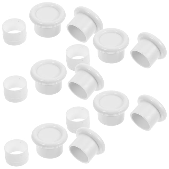 OUNONA 5Sets Decorative Curtain Rod End Caps White Plastic with Nonslip Rubber for Window and Closet Rods