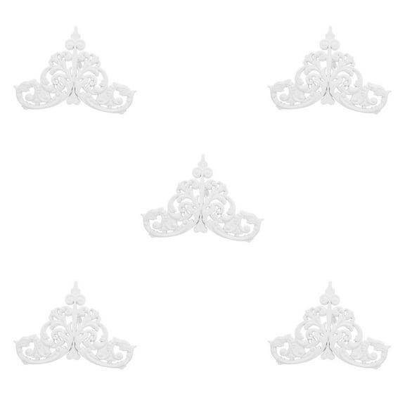 OUNONA 5pcs Center Onlays Ceiling Appliques European Style Medallion Unpainted Carving Decal For Door Cabinet Wall Ceiling Cabinet Diy Craft Project