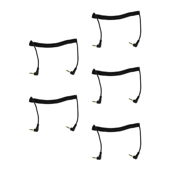 OUNONA HOMEMAXS 5pcs Coiled 3 5mm Audio Cable 90 Degree Male to Male Headphone Cable Stereo Aux Audio Extension Portable Stereo Audio Cable