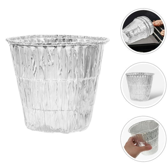 OUNONA 5pcs Disposable Grill Pans BBQ Aluminum Foil Grease Containers and Drip Pans Ideal for Kitchen and Outdoor Use
