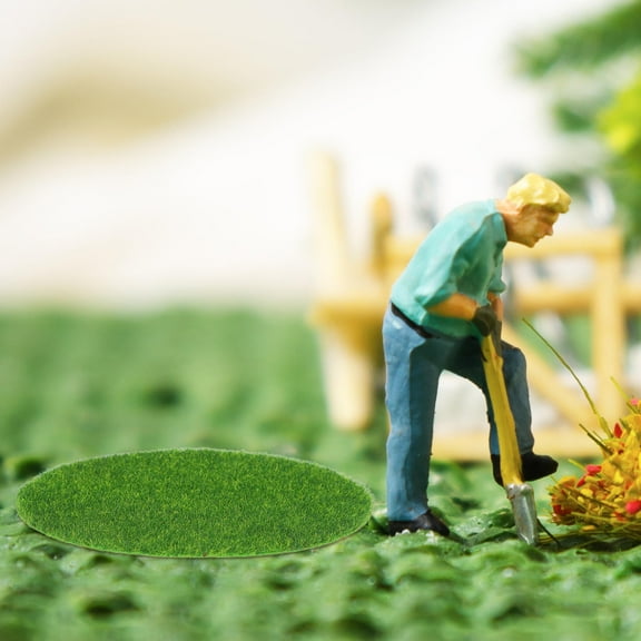 OUNONA 5pcs Fake Moss for Crafts Synthetic Turf Mat Round Fake Grass Tiles Artificial Green Landscape for Landscape Decoration