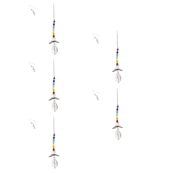 OUNONA 5pcs Hanging Crystal Decoration Angel Charm Pendant Window Sun Catcher Pendant Delicate Hanging Ornament for Wind Bell Making