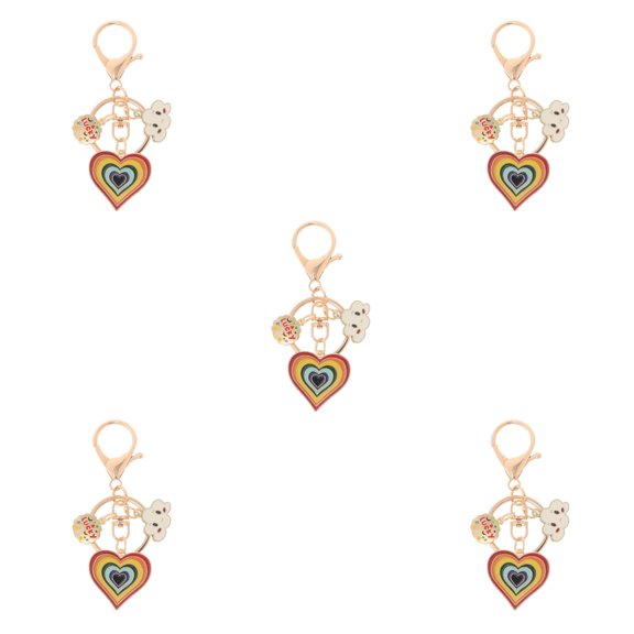 OUNONA 5pcs Heart Shape Rainbow Keychain Cute Keychain For Men And Women Rainbow Heart Shape Keychain Backpack Hanging Ornament Bag Pendant