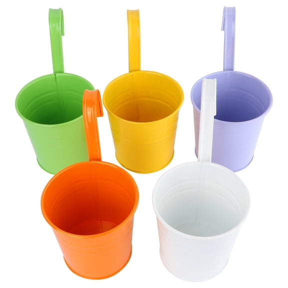 CATIEBYE 5-Pack Assorted Color Metal Hanging Plant Holders for Garden, Flower Pots, Outdoor Indoor Decor
