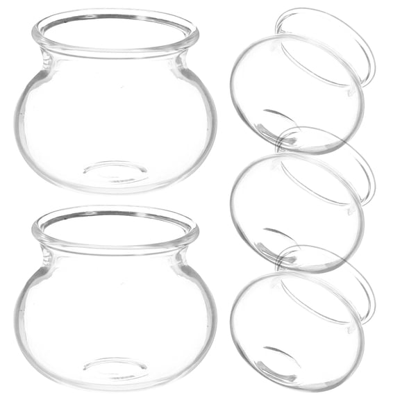 OUNONA 5-Pack Mini Round Fish Bowls for , Glass Ornamental Tanks with Space-Saving Design, Perfect Desktop Aquarium Decor