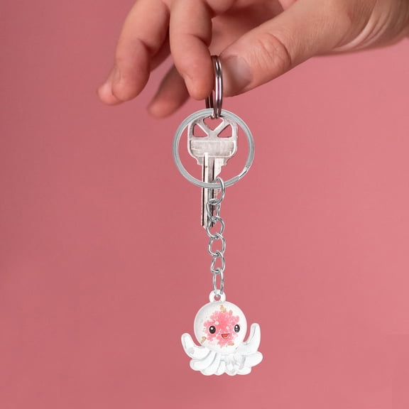 OUNONA 5pcs Plastic Octopus Keychains Party Favors Cute 3D Animal Chains Small Pendant Accessories for Birthday Party Baby Shower