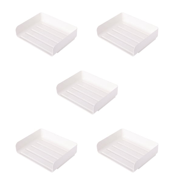 OUNONA 5pcs Stackable White Paper Trays Desktop Storage Racks File Document Letter Tray