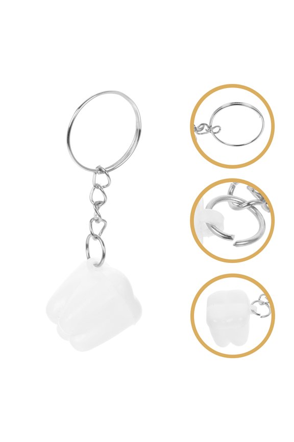 5pcs Tooth Shaped Holder Key Ring Tooth Keychain Pendant Teeth Saver Box Tooth Storage Box Cute Tooth Organizer Key Chain For Kids