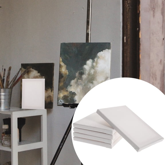 OUNONA 5-Pack White Stretched Canvas 6x8 Inches for Painting, Bulk Art Supplies, Lightweight and Portable for Artists