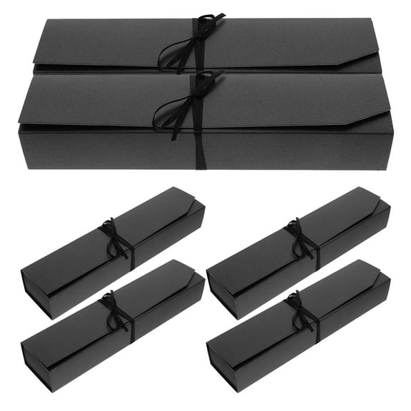 OUNONA 6pcs Empty Chocolate Box Sleek Black Paper Storage Holder for Gifting