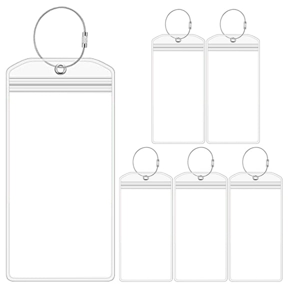 OUNONA 6-Pack Travel Luggage Tags with Name ID Card Holders for Suitcase, Bag, and Backpack Labels