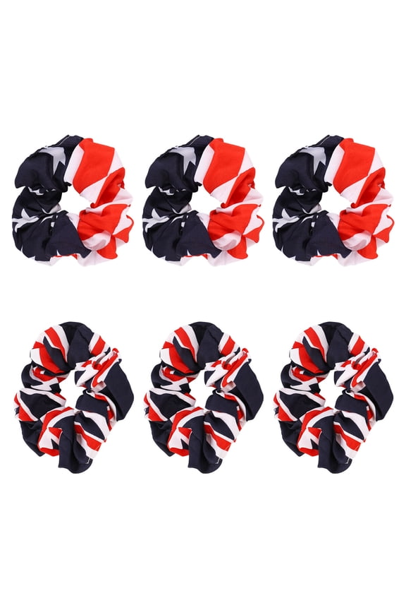 6Pcs Fashionable National Flag Hair Bands Elastic Ponytail Holders Fabric Hair Circles
