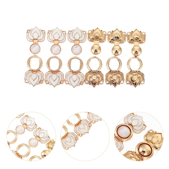 OUNONA 6 Pairs Flower Cloak Buckle Cheongsam Clasp Fasteners Button Accessories for Sewing and Craft Projects