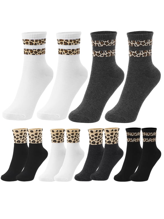 6 Pairs Leopard Socks Animal for Women Print Woman