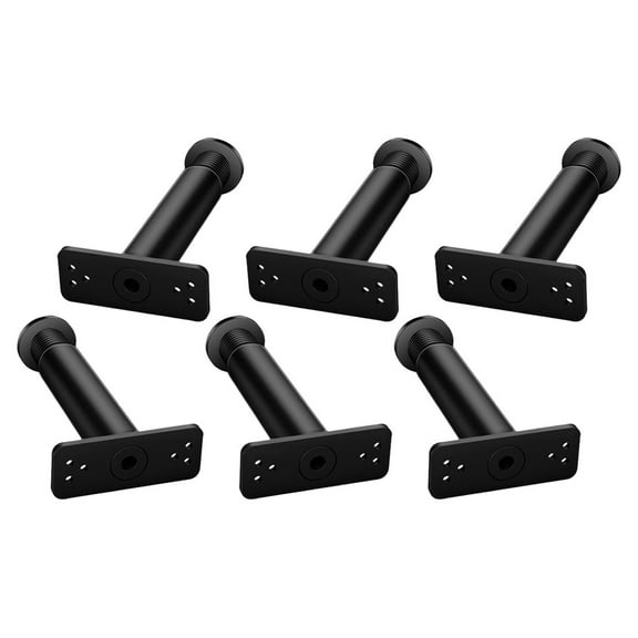 NUOLUX Adjustable Bed Support Legs, 6-Pack Black Furniture Legs, 7.9x3.9x1.6in PVC Replacement