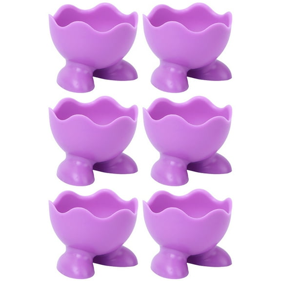 OUNONA 6Pcs Silicone Egg Cups for Boiled Eggs Serving (Assorted Colors)