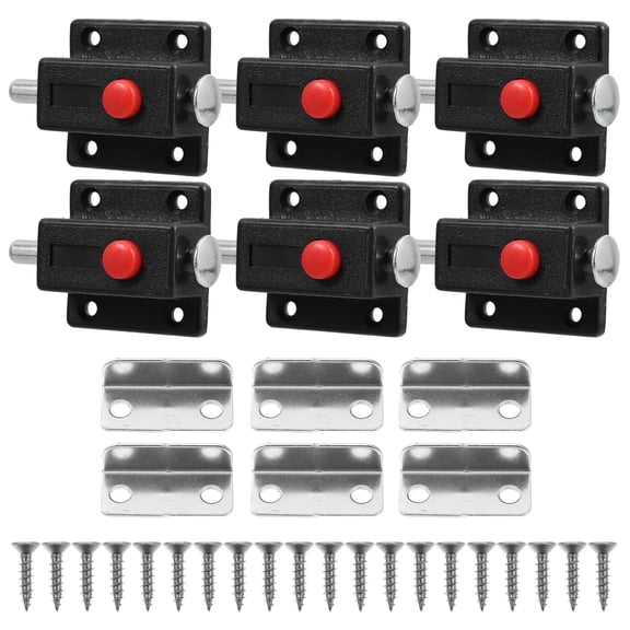 CATIEBYE Push to Open Cabinet Latch Hardware, ABS Zinc Alloy, Spring Loaded, Stylish Black Finish, 6 Pieces