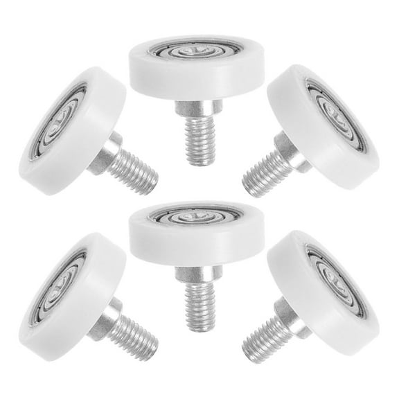 FOLOYORI White Carbon Steel Cabinet Sliding Wheels 6Pcs Nylon Rollers for Smooth Maintenance and Easy Replacement