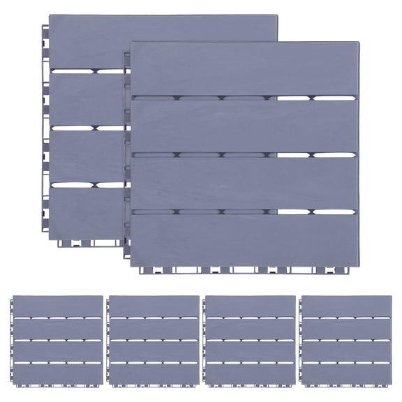 OUNONA 6-Pack Grey Outdoor Patio Tile Blocks for Decks, Garden Paths, Walkways, and Slabs - Weather-Resistant Tiles