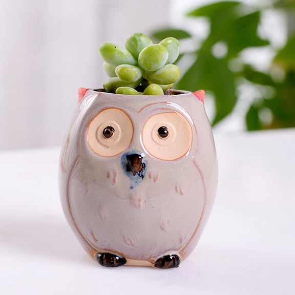 OUNONA 6-Pack Owl Flower Pots for Outdoor , Decorative Garden Plant Containers