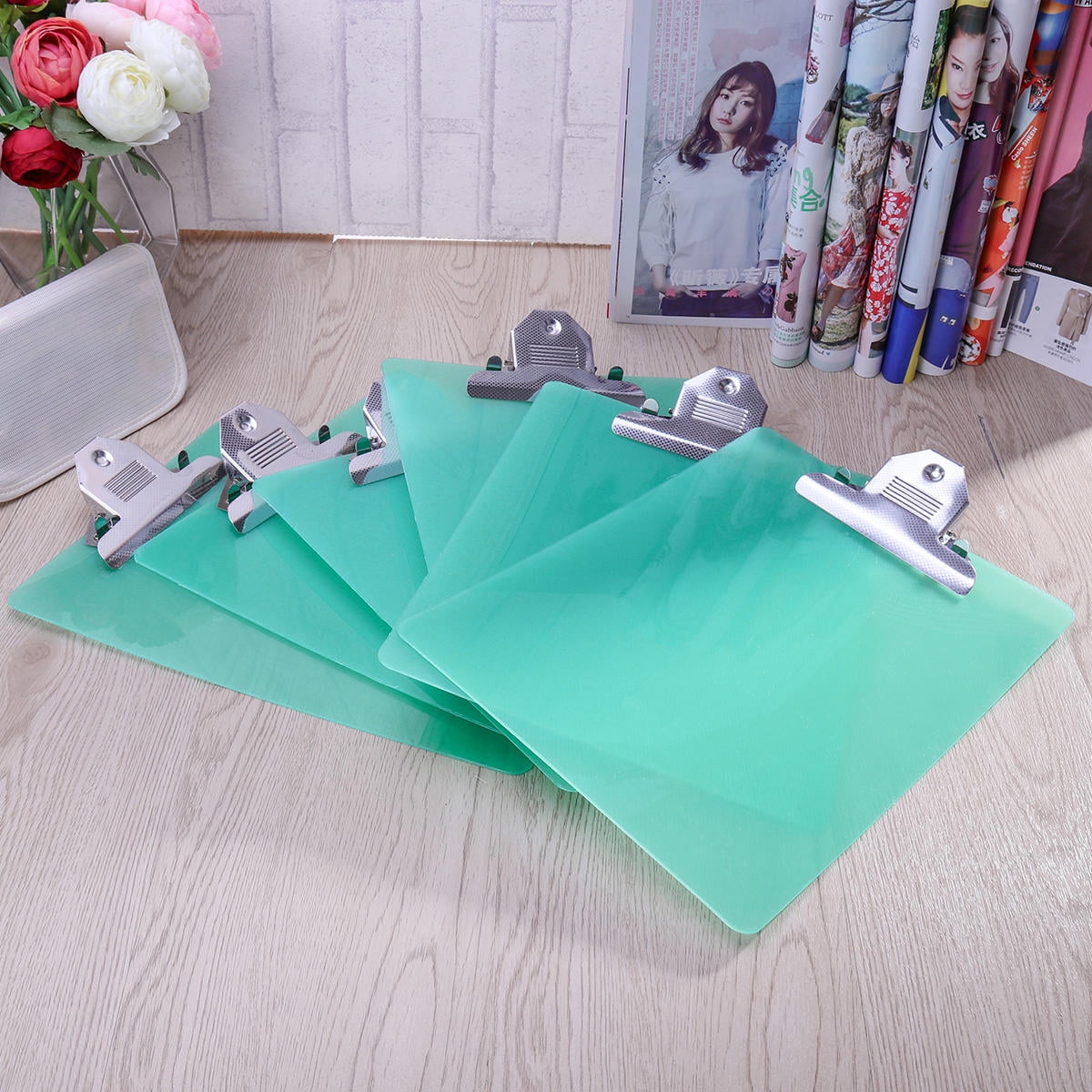 OUNONA  6 Pcs Plastic Board Folder Restaurant Server Bill Book Green Notepad Memo