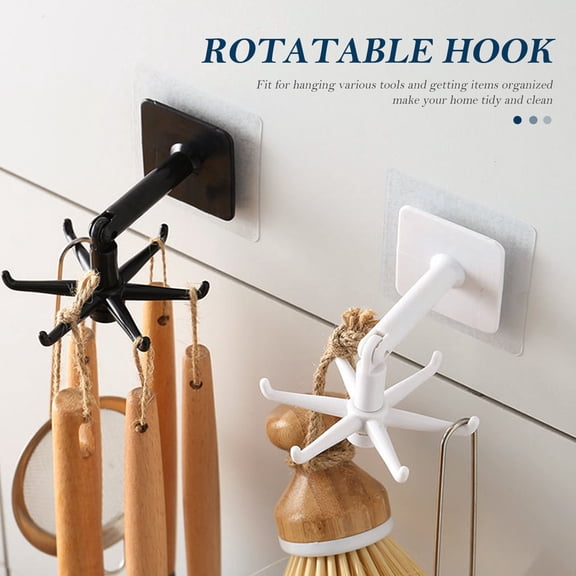 OUNONA 6 Pcs Rotating Storage Hook Hanging Utensil Hooks Kitchen Convenient Hanger