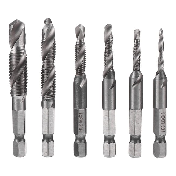 OUNONA  6 Pcs Screw Tapping Tool Coated Tape Drill Bit Set