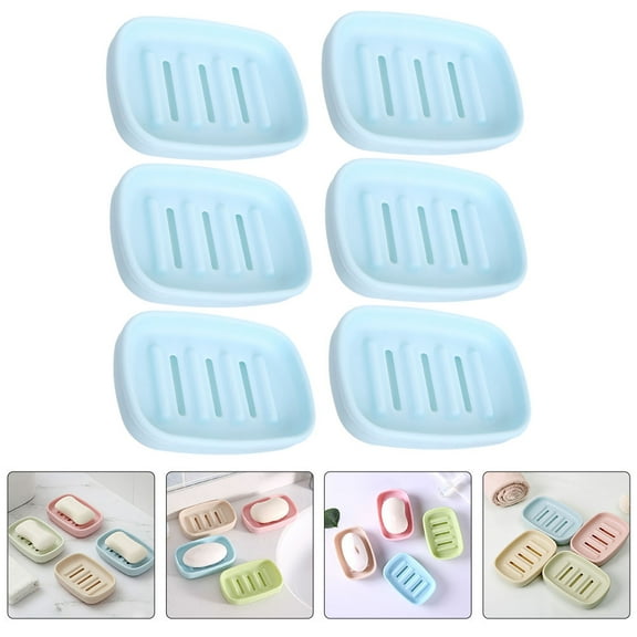 WEAVILUX Bathroom Soap Holder Travel Soap Box Sky-Blue PP 6Pcs