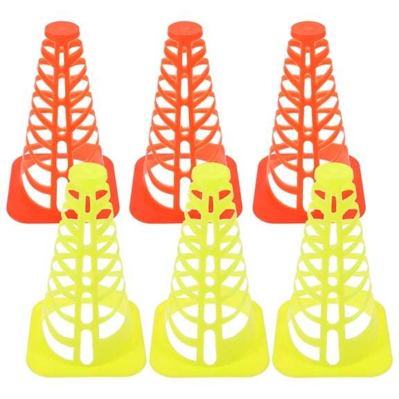 NUOLUX 6Pcs Assorted Color Plastic Traffic Cones with Ultra Stable Base for Outdoor Sports Training